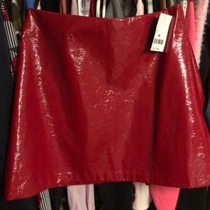 Red patent leather skirt